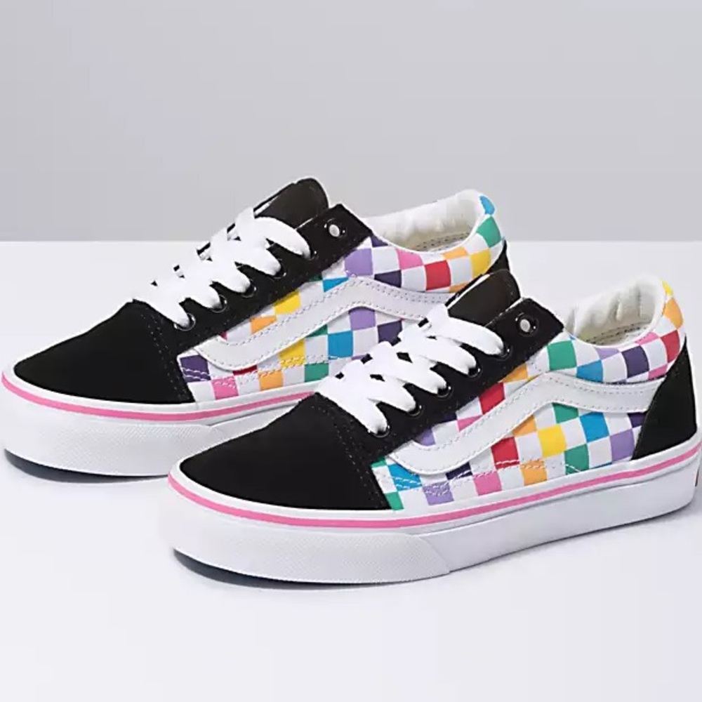 KIDS RAINBOW CHECKERBOARD OLD SKOOL SHOE